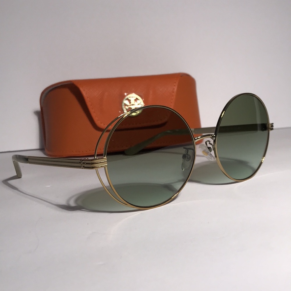 ✨ Tory Burch TY6085 Green & Gold Oversized Round Sunglasses – New Authentic